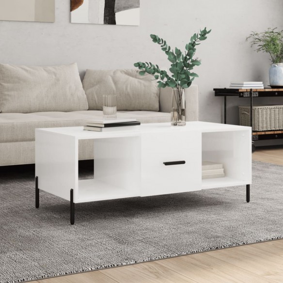 Table basse Blanc brillant 102x50x40 cm 