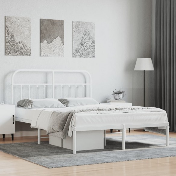 Lit métal avec tête de lit blanc 140x200 cm