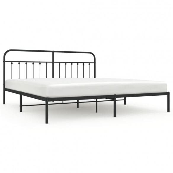 Lit métal avec tête de lit noir 193x203 cm