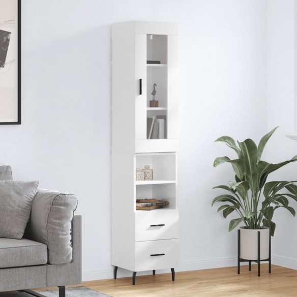 Buffet haut Blanc brillant 34,5x34x180 cm 