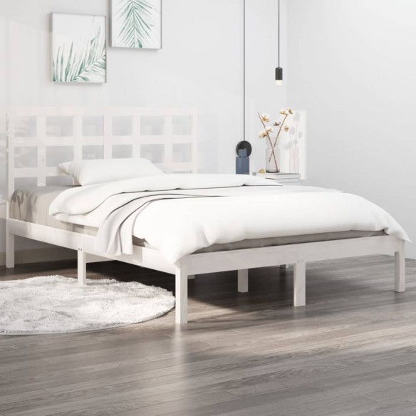 Lit Blanc Bois massif 150x200 cm Très grand