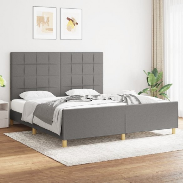 Lit avec tête de lit Gris foncé 180 x 200 cm Tissu