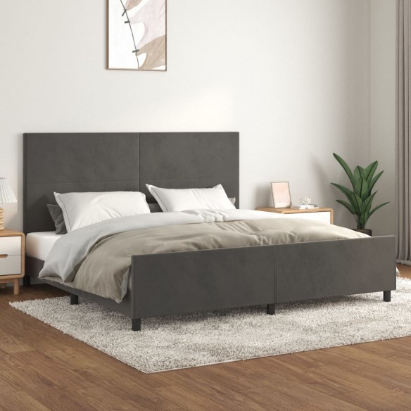 Lit avec tête de lit Gris foncé 200x200 cm Velours