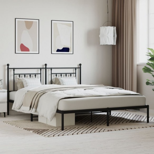 Lit métal avec tête de lit noir 183x213 cm