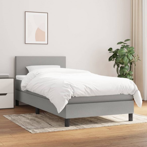 Lit et matelas Gris clair 90x190 cm Tissu