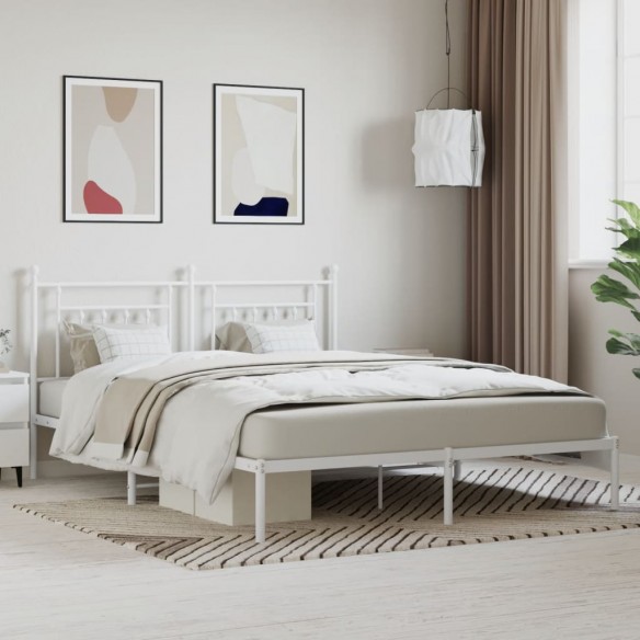 Lit métal avec tête de lit blanc 160x200 cm