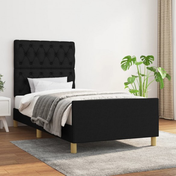 Lit avec tête de lit Noir 80x200 cm Tissu