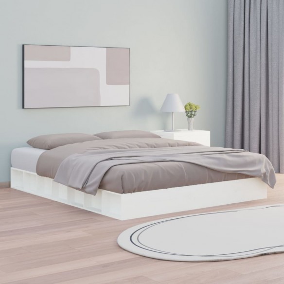 Lit Blanc 140x200 cm Bois massif