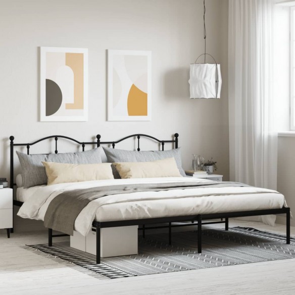 Lit métal avec tête de lit noir 193x203 cm