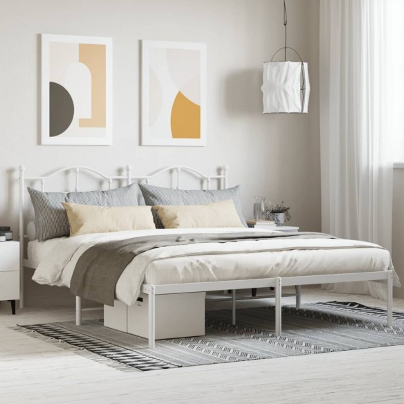 Lit métal avec tête de lit blanc 160x200 cm