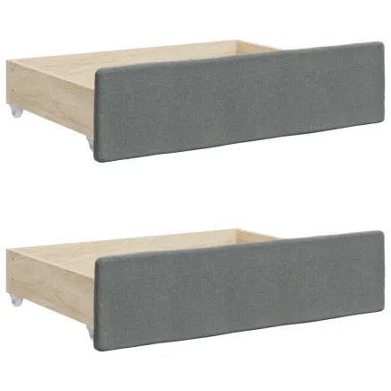 Tiroirs de lit 2 pcs gris foncé bois d'ingénierie et tissu 2