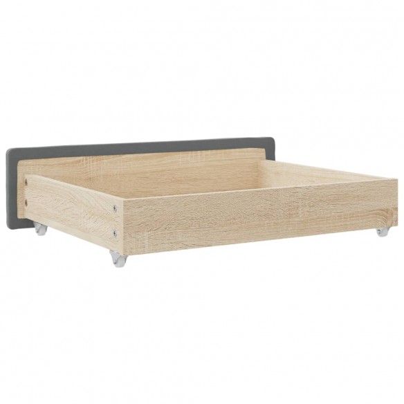 Tiroirs de lit 2 pcs gris foncé bois d'ingénierie et tissu Tiroirs de lit 2 pcs gris foncé bois d'ingénierie et tissu