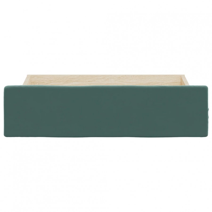 Tiroirs de lit 2 pcs vert foncé bois d'ingénierie et velours