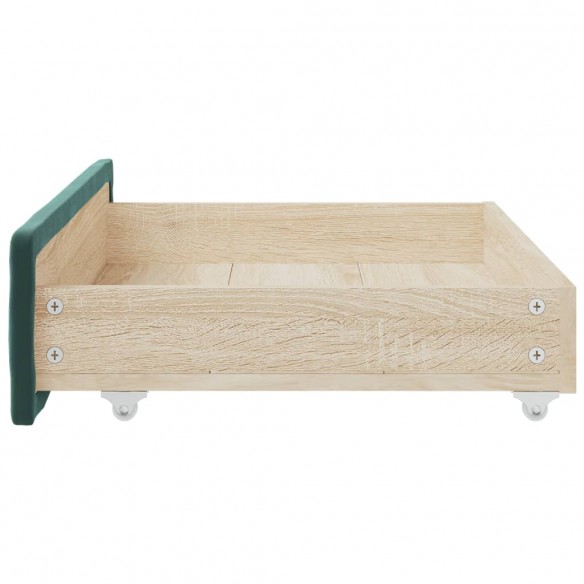 Tiroirs de lit 2 pcs vert foncé bois d'ingénierie et velours Tiroirs de lit 2 pcs vert foncé bois d'ingénierie et velours