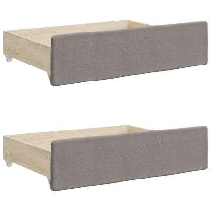 Tiroirs de lit 2 pcs taupe bois d'ingénierie et tissu 2