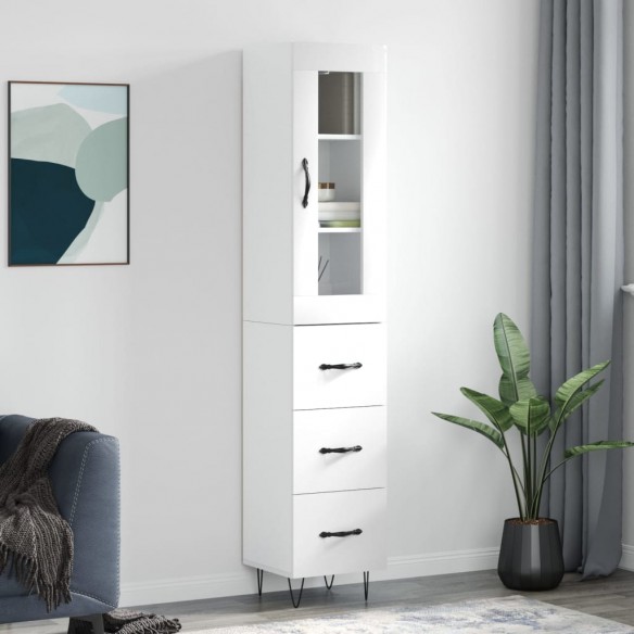 Buffet haut Blanc brillant 34,5x34x180 cm 