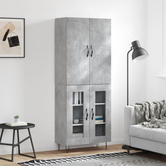Buffet haut Gris béton 69,5x34x180 cm 
