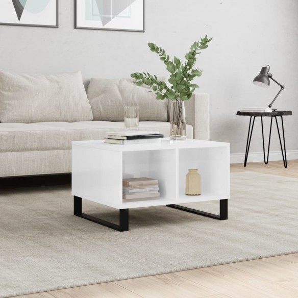 Table basse Blanc brillant 60x50x36,5 cm 