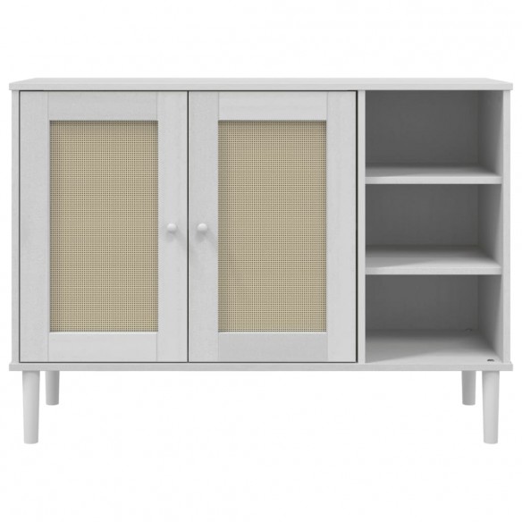 Buffet SENJA aspect rotin blanc 112x40x80cm bois massif de pin Buffet SENJA aspect rotin blanc 112x40x80cm bois massif de pin