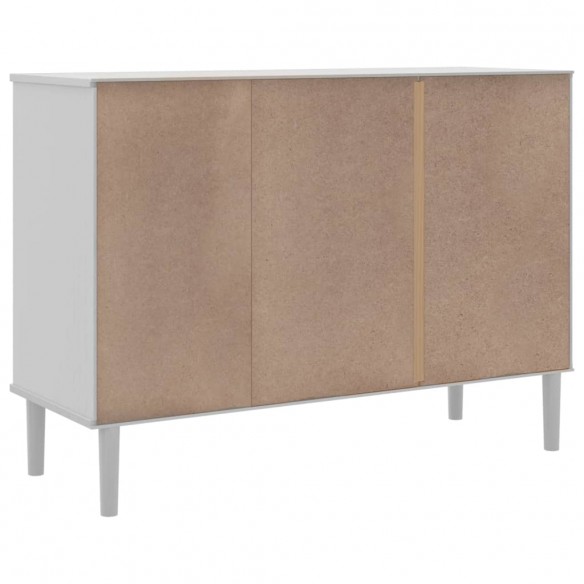 Buffet SENJA aspect rotin blanc 112x40x80cm bois massif de pin Buffet SENJA aspect rotin blanc 112x40x80cm bois massif de pin