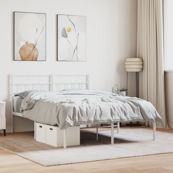 Lit métal avec tête de lit blanc 140x190 cm