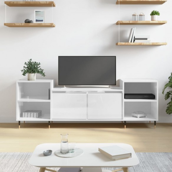 Meuble TV Blanc brillant 160x35x55 cm 