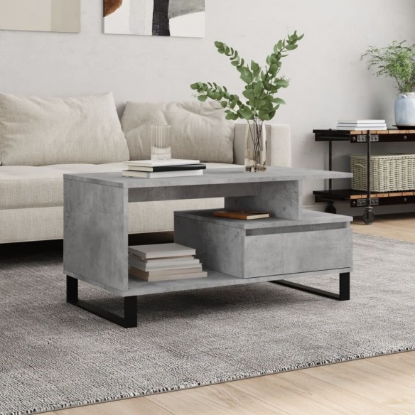 Table basse Gris béton 90x49x45 cm 