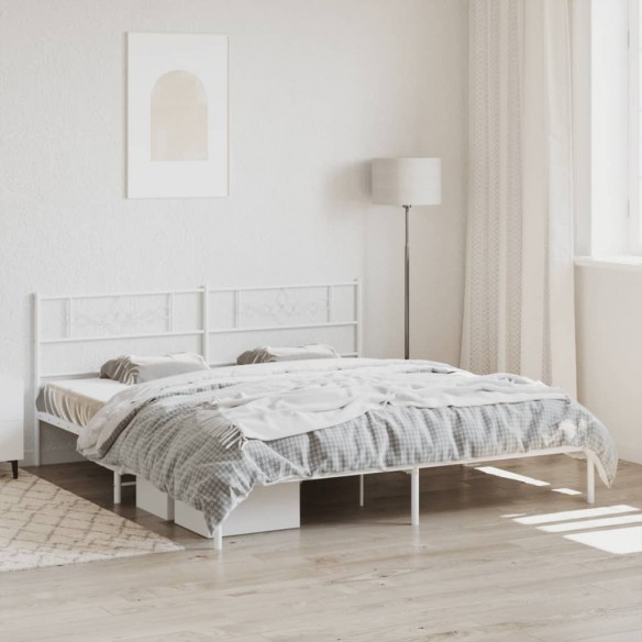 Lit métal avec tête de lit blanc 193x203 cm