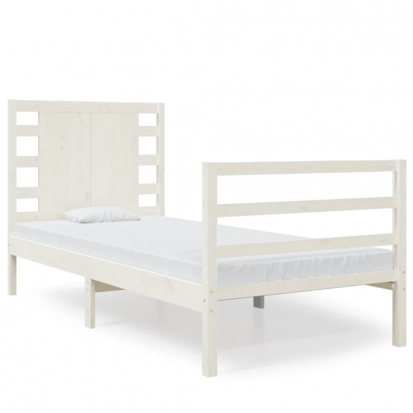 Lit Blanc Bois de pin massif 75x190 cm Petit simple