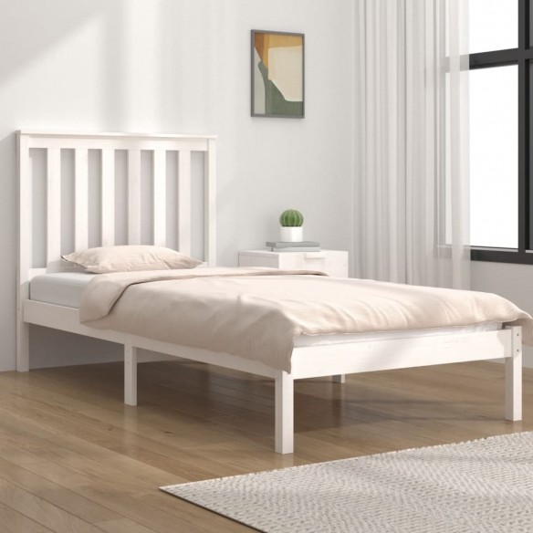 Lit Blanc Bois de pin massif 100x200 cm