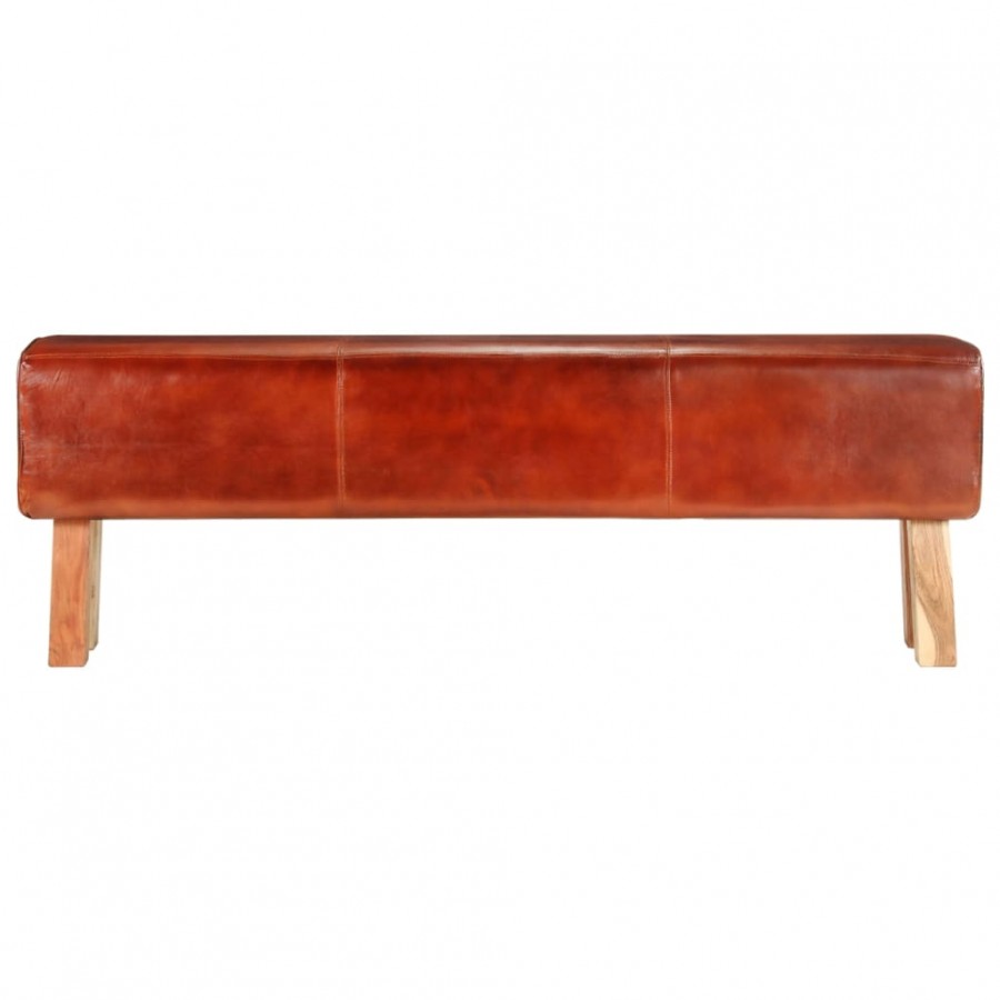 Banc saut de cheval 160 cm Marron Cuir véritable et bois acacia