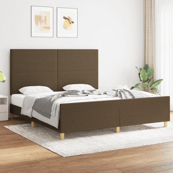 Lit avec tête de lit Marron foncé 180x200 cm Tissu