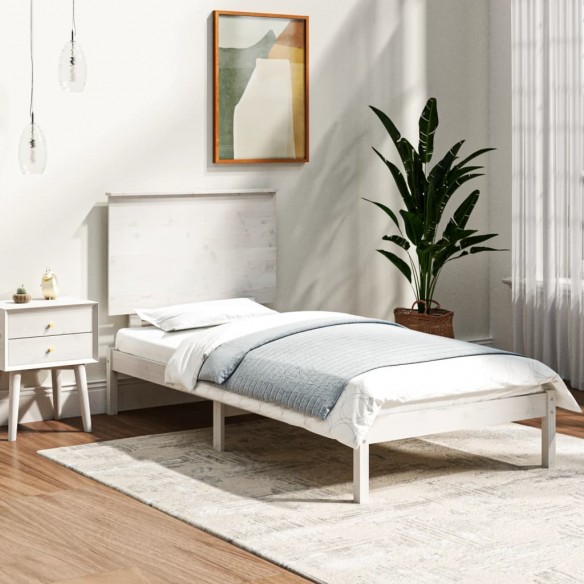 Lit Blanc Bois massif 90x190 cm Simple
