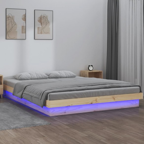 Lit à LED 180x200 cm Super King bois massif