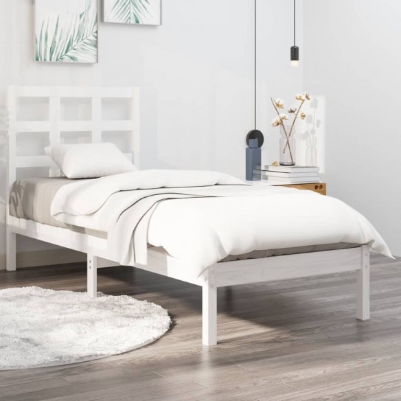 Lit Blanc Bois massif 90x190 cm Simple