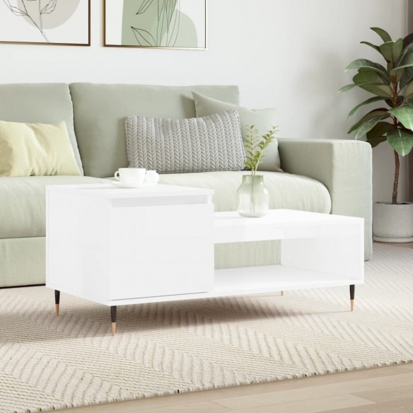 Table basse Blanc brillant 100x50x45 cm 