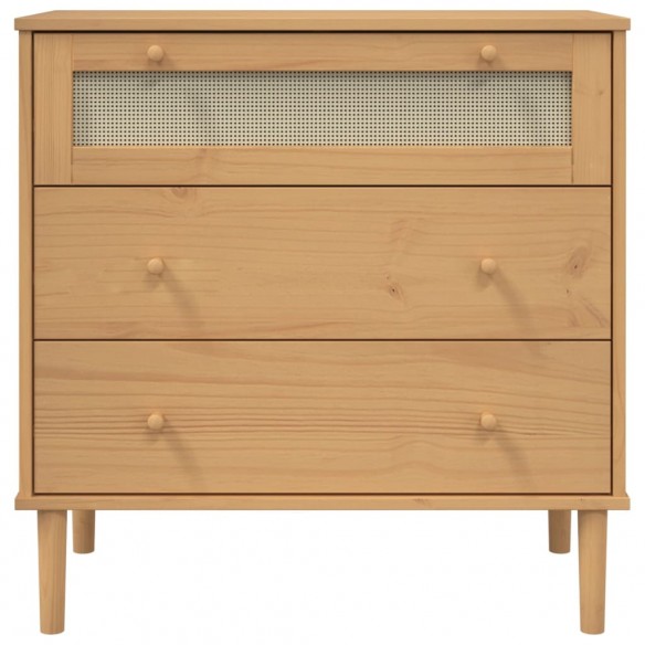 Commode SENJA aspect de rotin marron bois de pin solide Commode SENJA aspect de rotin marron bois de pin solide