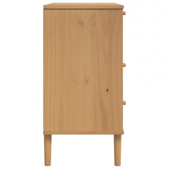 Commode SENJA aspect de rotin marron bois de pin solide Commode SENJA aspect de rotin marron bois de pin solide