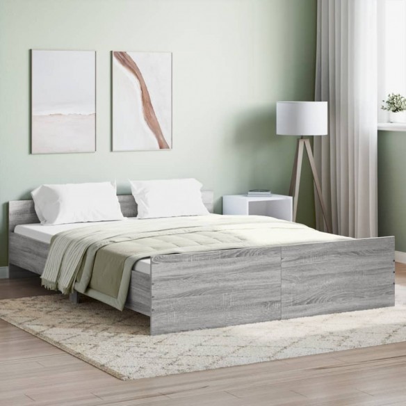 Lit tête de lit et pied de lit sonoma gris 150x200 cm