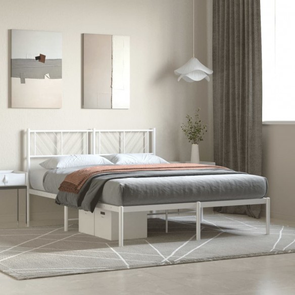 Lit métal avec tête de lit blanc 140x190 cm