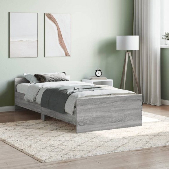 Lit sonoma gris 90x200 cm bois d'ingénierie