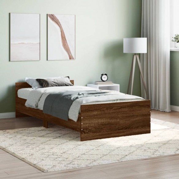 Lit chêne marron 90x190 cm bois d'ingénierie