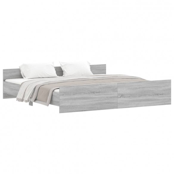 Lit tête de lit et pied de lit sonoma gris 200x200 cm