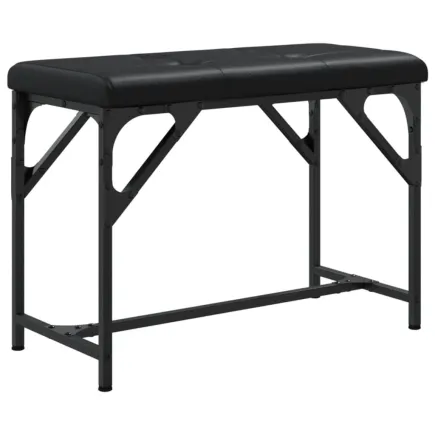 Banc à manger noir 62x32x45 cm acier et similicuir 2