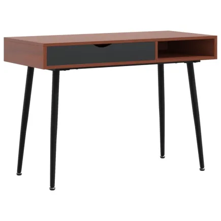 Bureau d'ordinateur avec tiroir marron 110x50x75 cm 2