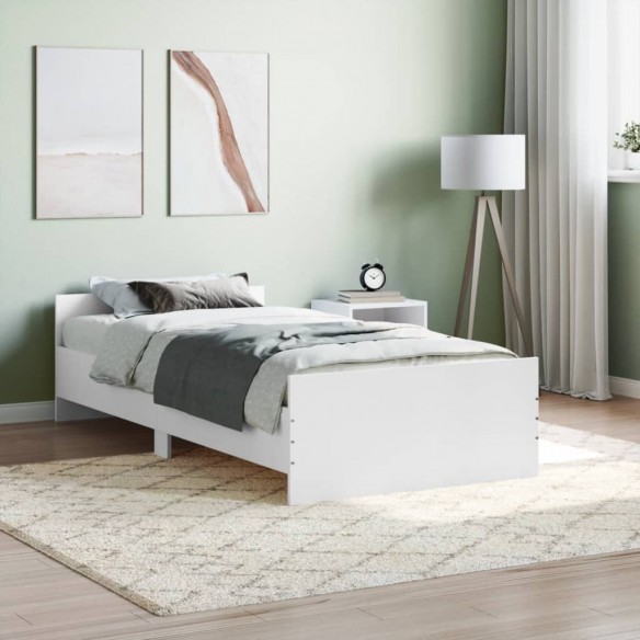 Lit blanc 100x200 cm bois d'ingénierie