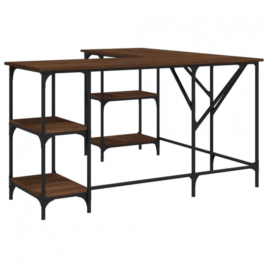 Bureau chêne marron 139x139x75 cm bois d'ingénierie