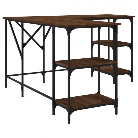 Bureau chêne marron 139x139x75 cm bois d'ingénierie