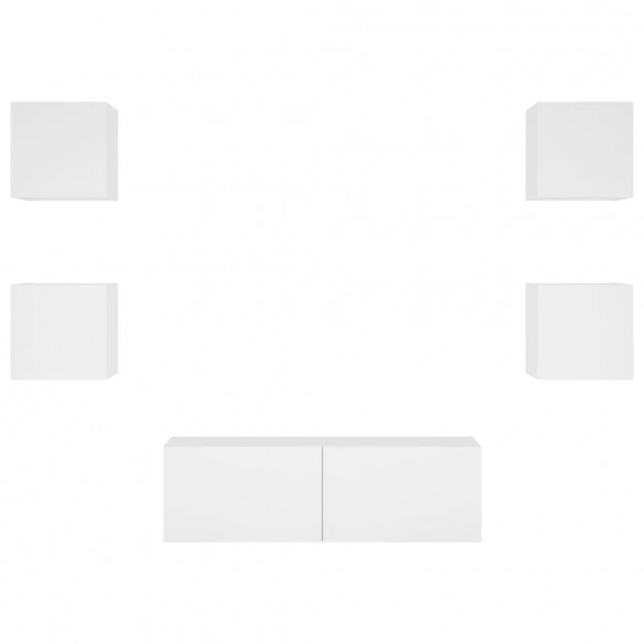 Meuble TV muraux 5 pcs avec lumières LED blanc