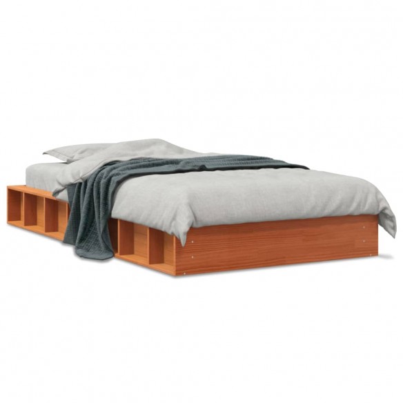 Lit cire marron 90x190 cm bois de pin massif